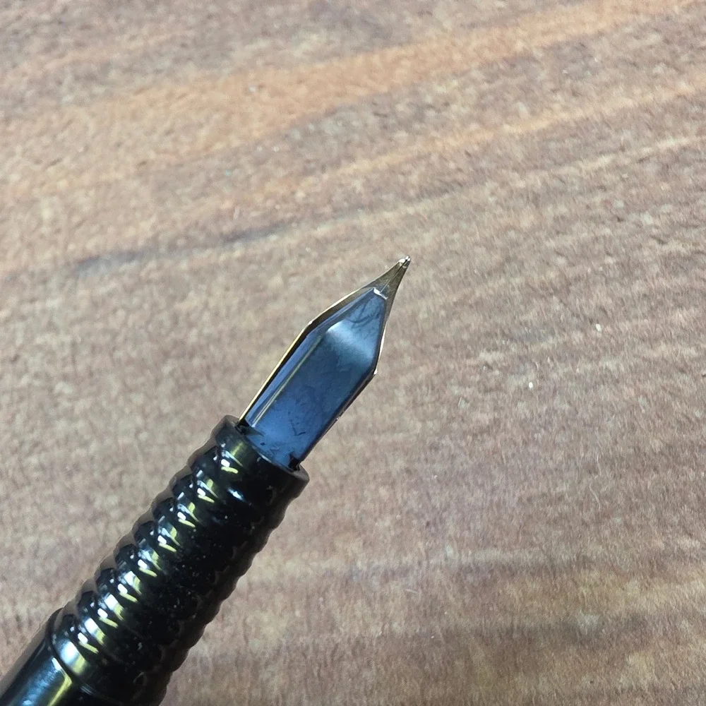 Waterman Fountain Pen Black Gold Good Fine Nib Paris France Boxed